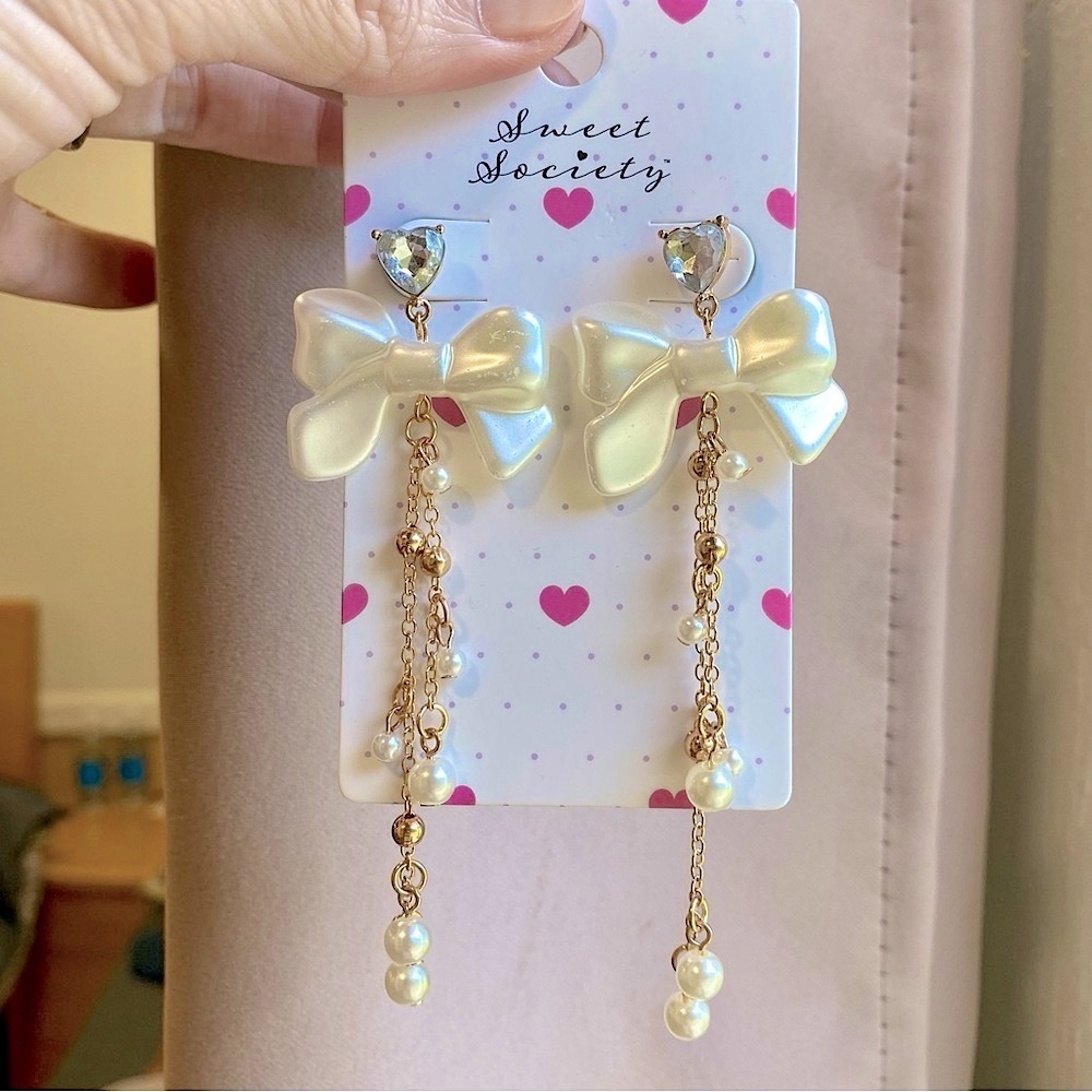 🎀 Sweet Society dangle bow earrings 🎀 Coquette Girl - Picture 5 of 8
